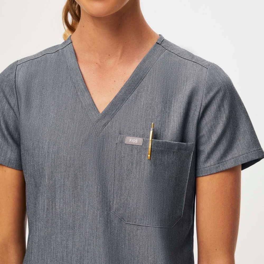 FIGS Catarina Graphite Gray One-Pocket Scrub Top